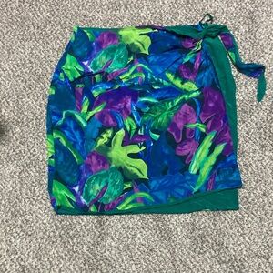 Diane Gilman Leafy Print Sarong in Blue and Green
